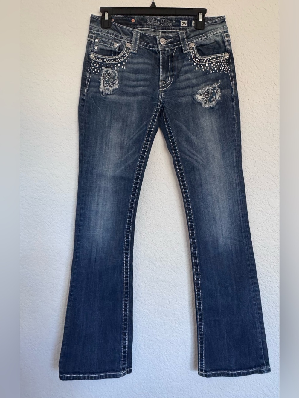 Miss Me Dark Blue Rhinestone Bootcut Jeans Women